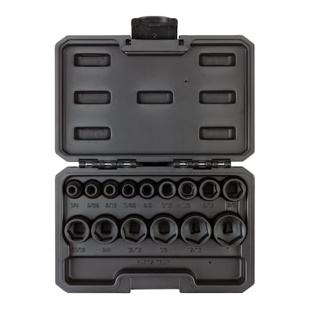 Tekton 3/8 Inch Drive 6-Point Impact Socket Set with Case, 15-Piece (1/4-1 in.) SID91300